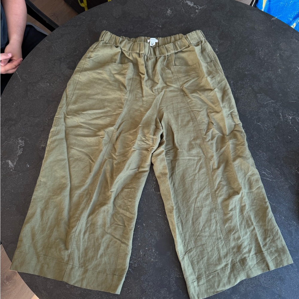 Madewell Linen Olive Green Pants